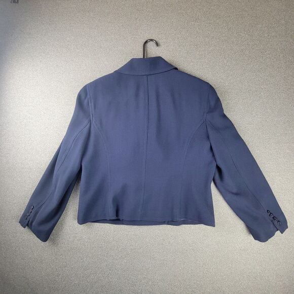 Lauren Ralph Lauren Size 12 Blue Double Breasted Cropped Blazer Nautical Peacoat - Picture 2 of 9